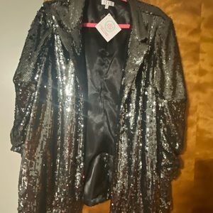 Gunmetal sequin jacket